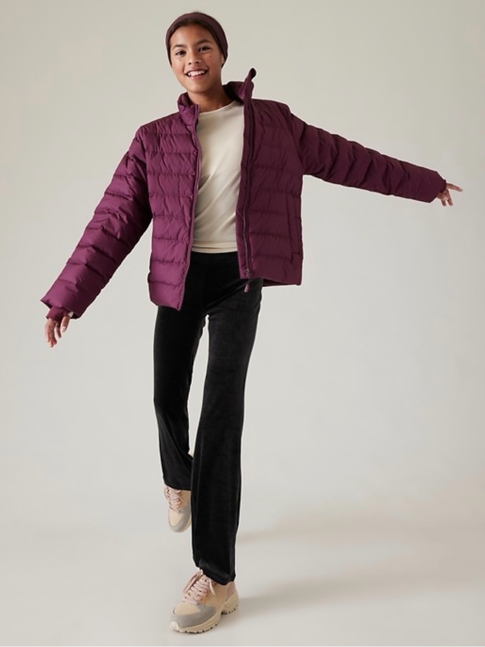 Athleta Girl’s Quilted Puff Jacket in Plum XXL
